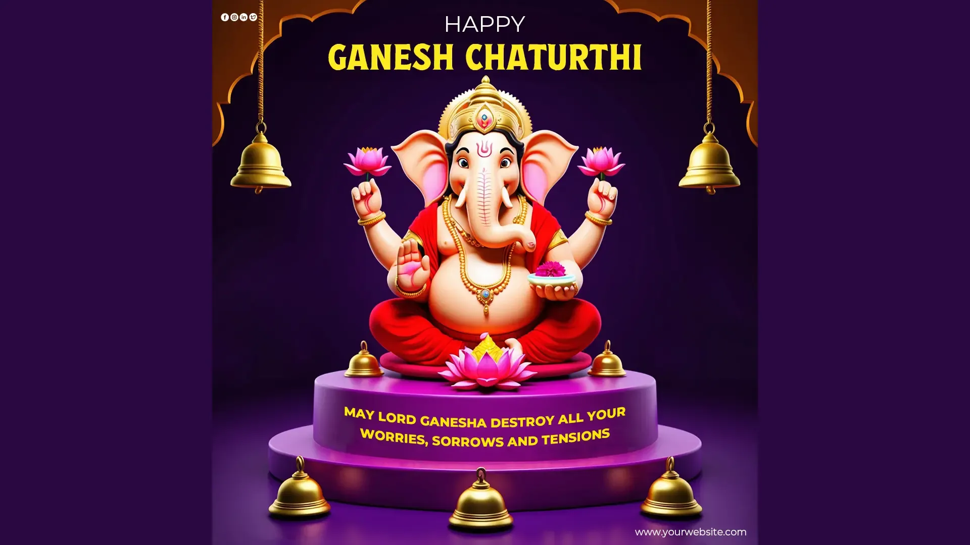 Colorful Ganesh Chaturthi Instagram Post Card